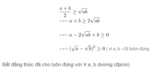 Chứng minh bất đẳng thức Cosi cho 2 số không âm