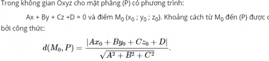 Khoảng cách từ 1 điểm đến 1 mặt phẳng