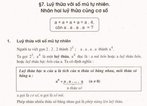 Cách tính toán cộng, trừ, nhân, chia lũy thừa cùng số mũ - Toán 6