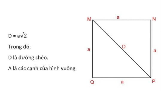 Công thức tính đường chéo hình vuông – Bài tập, ví dụ